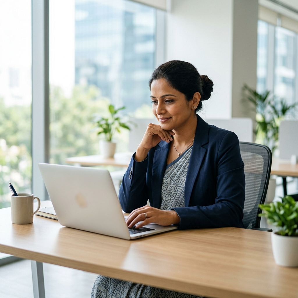Employer team reviewing candidate documents in office meeting