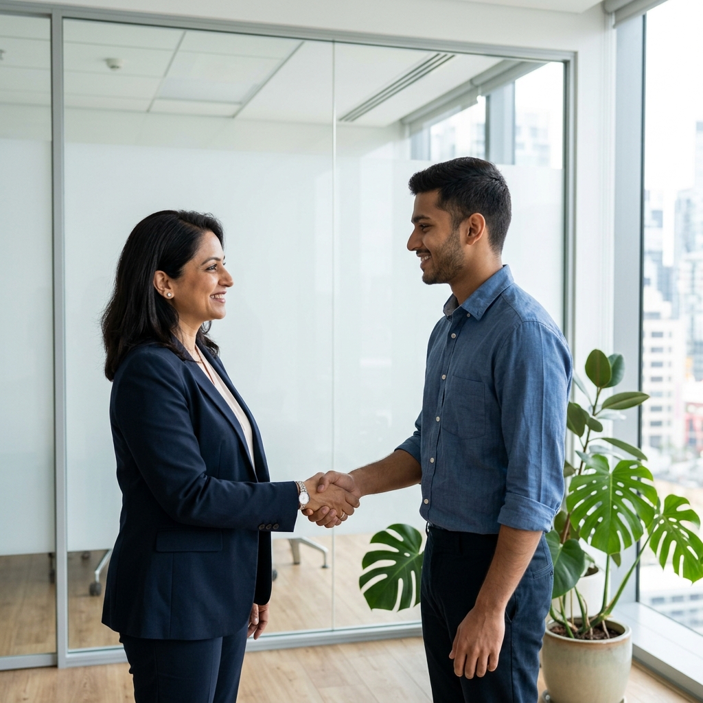 HR recruiter conducting candidate interview at office