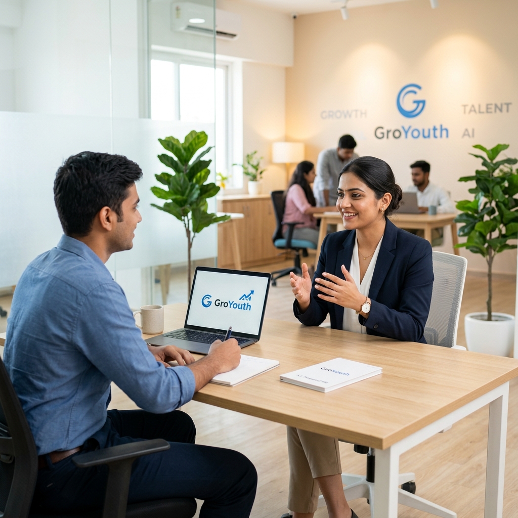 Professional in business interview at corporate office