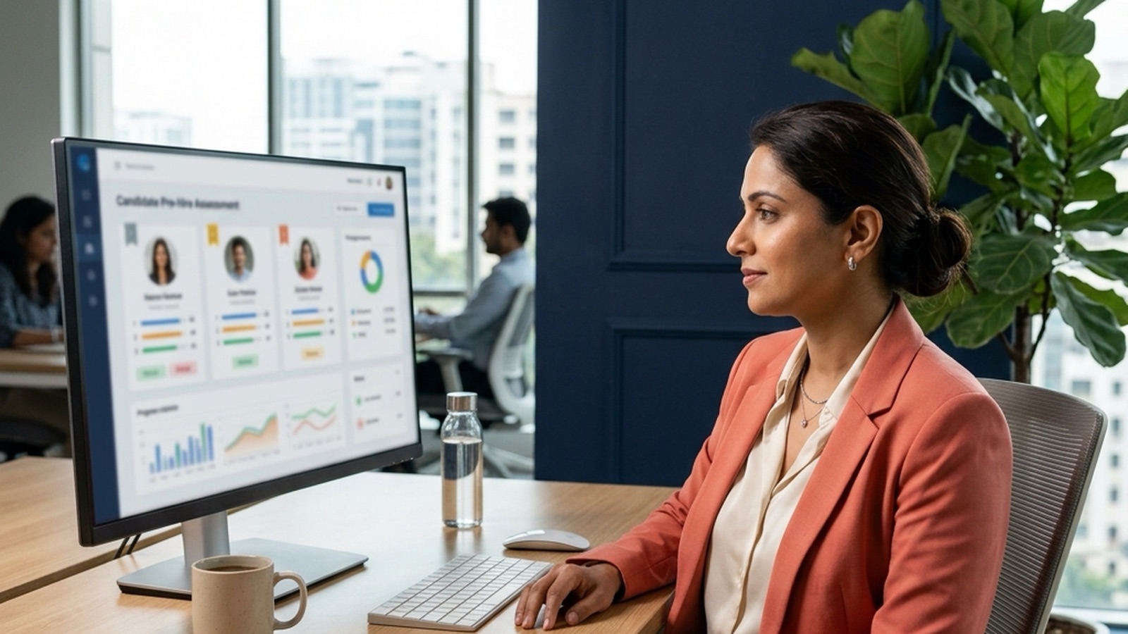 HR leader using GroYouth's GY SAT pre-hire assessment dashboard to shortlist candidates
